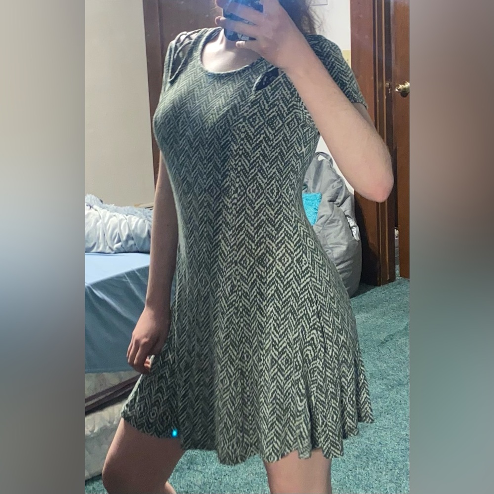 Shiela Rose green and white A-line dress